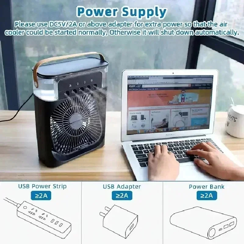 3 in 1 Air Conditioner + Humidifier + LED Light